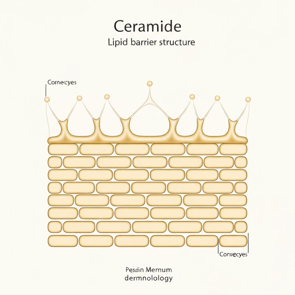 Illustration of the ceramide lipid barrier structure in the stratum corneum